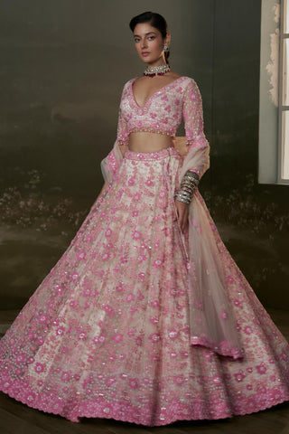 Net Lehenga Set for Indian Wedding – Blush Pink Noor by Nitika Gujral
