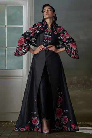 Jacket Set for Contemporary Wear – Black Noor Floral by Nitika Gujral
