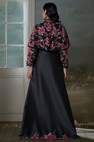Jacket Set for Contemporary Wear – Black Noor Floral by Nitika Gujral