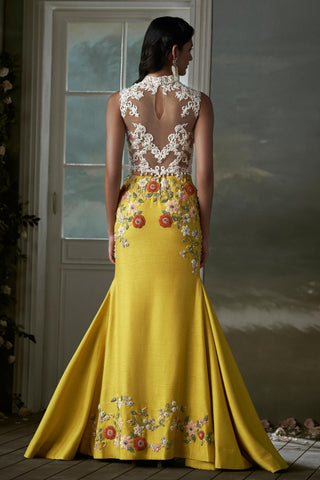 Lehenga Set for Indian Wedding – Yellow Noor Corset by Nitika Gujral