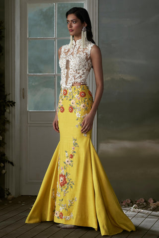 Lehenga Set for Indian Wedding – Yellow Noor Corset by Nitika Gujral