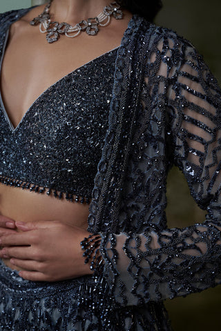 Lehenga Set for Indian Wedding – Stone Grey Noor by Nitika Gujral