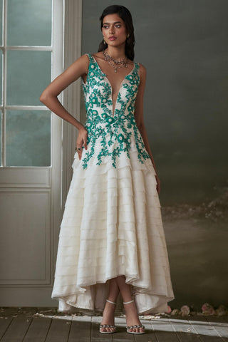 Organza Dress for Contemporary Wear – Ivory Noor by Nitika Gujral