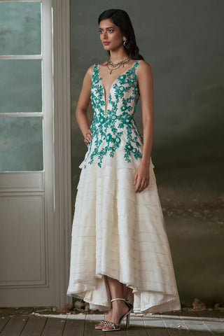 Organza Dress for Contemporary Wear – Ivory Noor by Nitika Gujral