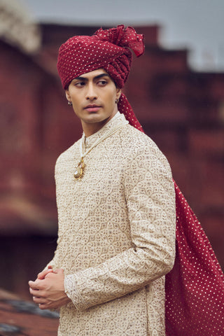 Sherwani Set for Indian Wedding – Beige Kashish by Nitika Gujral