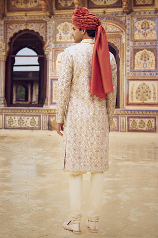 Sherwani Set for Indian Wedding – Beige Kashish Embroidered by Nitika Gujral
