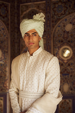 Sherwani Set for Indian Wedding – Ivory Kashish Embroidered by Nitika Gujral