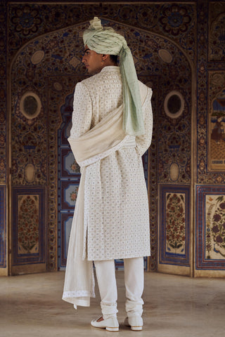 Sherwani Set for Indian Wedding – Ivory Kashish Embroidered by Nitika Gujral