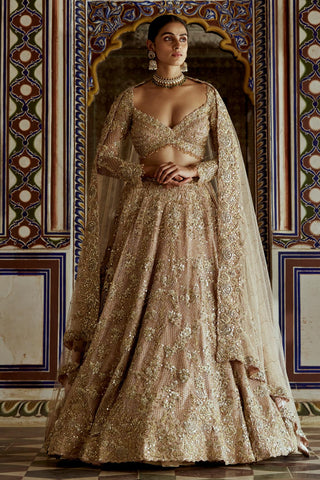 Lehenga Set – Champagne Gold Kashish Net – Nitika Gujral | Mrs. G