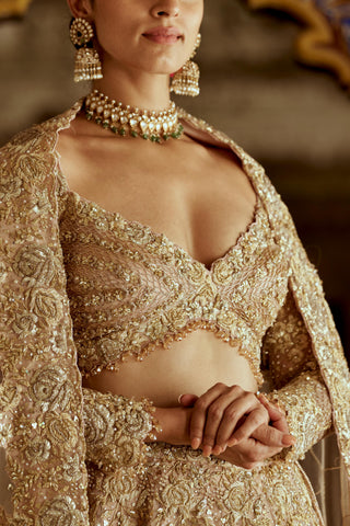 Lehenga Set – Champagne Gold Kashish Net – Nitika Gujral | Mrs. G