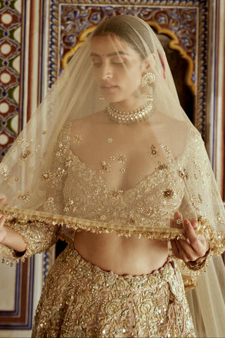 Lehenga Set – Champagne Gold Kashish Net – Nitika Gujral | Mrs. G
