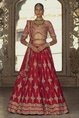 Lehenga set for Indian Wedding – Deep Red Kashish by Nitika Gujral