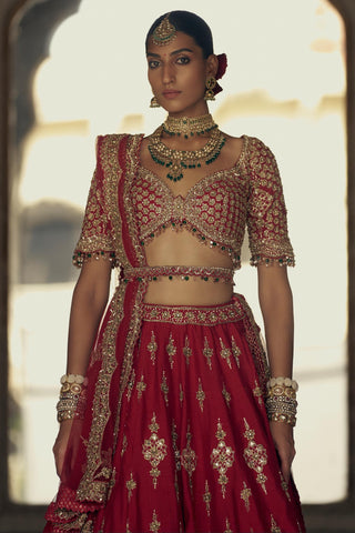 Lehenga set for Indian Wedding – Deep Red Kashish by Nitika Gujral
