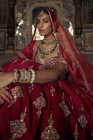 Lehenga set for Indian Wedding – Deep Red Kashish by Nitika Gujral