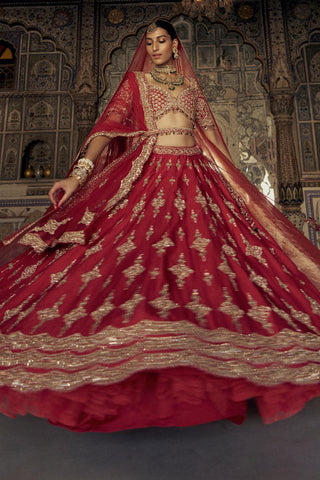 Lehenga set for Indian Wedding – Deep Red Kashish by Nitika Gujral