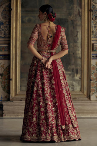 Lehenga set for Indian Wedding – Deep Red Kashish by Nitika Gujral