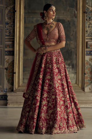Lehenga set for Indian Wedding – Deep Red Kashish by Nitika Gujral