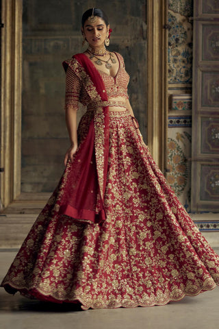 Lehenga set for Indian Wedding – Deep Red Kashish by Nitika Gujral