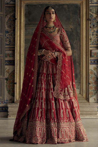 Lehenga set for Indian Wedding – Deep Red Kashish by Nitika Gujral
