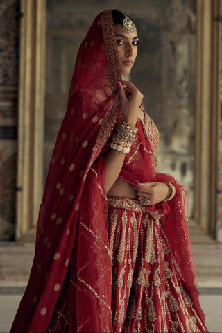 Lehenga set for Indian Wedding – Deep Red Kashish by Nitika Gujral