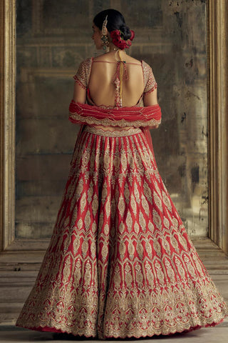 Lehenga set for Indian Wedding – Red Kashish Applique by Nitika Gujral