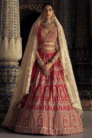 Lehenga set for Indian Wedding – Blood Red Kashish by Nitika Gujral