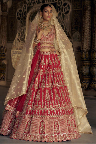 Lehenga set for Indian Wedding – Blood Red Kashish by Nitika Gujral