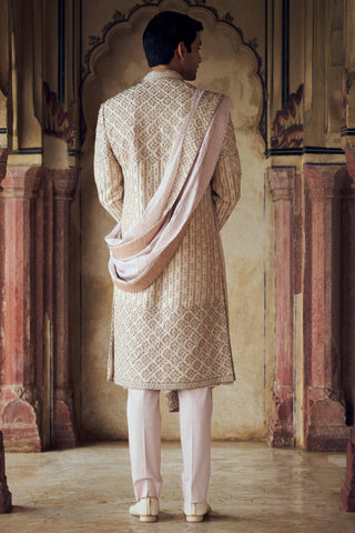 Raw Silk Sherwani for Indian Wedding – Pink Kashish by Nitika Gujral
