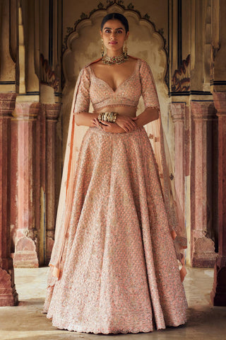 Lehenga Set – Peach Kashish Tafetta Silk – Nitika Gujral
