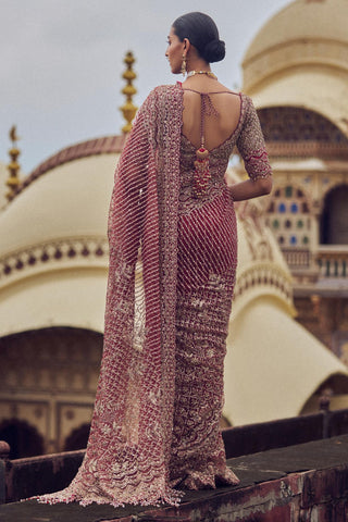 Embroidered saree for Indian Wedding – Maroon Kashish by Nitika Gujral