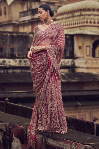 Embroidered saree for Indian Wedding – Maroon Kashish by Nitika Gujral