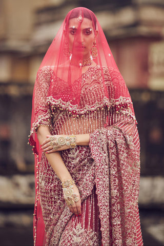 Embroidered saree for Indian Wedding – Maroon Kashish by Nitika Gujral