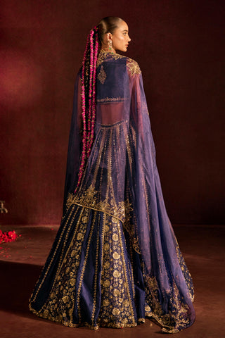 Lehenga Set For Indian Wedding - Blue Noor Lehenga by Prevasu