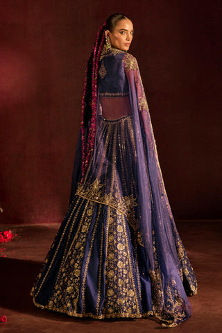 Lehenga Set For Indian Wedding - Blue Noor Lehenga by Prevasu