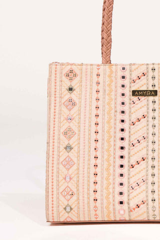 Multicolor nova mirror embroidered terra tote bag