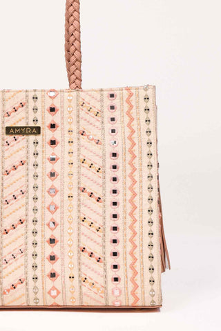 Multicolor nova mirror embroidered terra tote bag