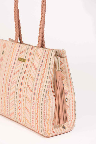 Multicolor nova mirror embroidered terra tote bag