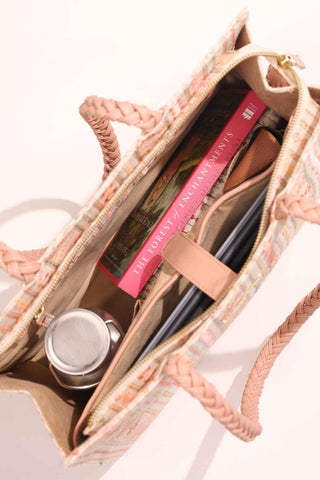 Multicolor nova mirror embroidered terra tote bag