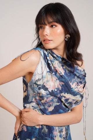 Multicolor Chaya Nuri Ruched Dress – Modern Daytime Affair Dress by Advait