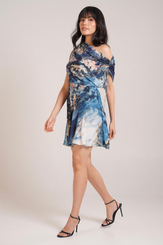 Multicolor Chaya Nuri Ruched Dress – Modern Daytime Affair Dress by Advait
