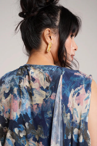 Multicolor Chaya Nuri Scarf Top Set – Evening Soiree Scarf Top Set by Advait