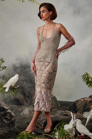 Blush pink amour bodycon top and pencil skirt