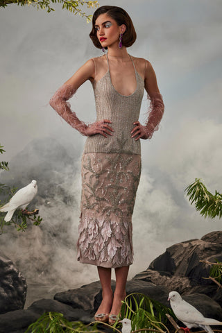 Blush pink amour bodycon top and pencil skirt