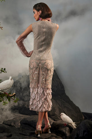 Blush pink amour bodycon top and pencil skirt