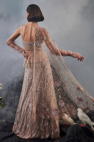 Blush pink amour peplum top and lehenga set