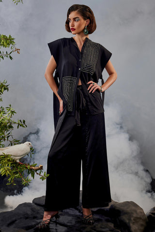 Black amour tunic with pants