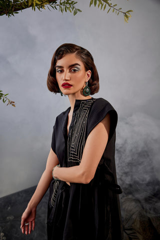 Black amour tunic with pants