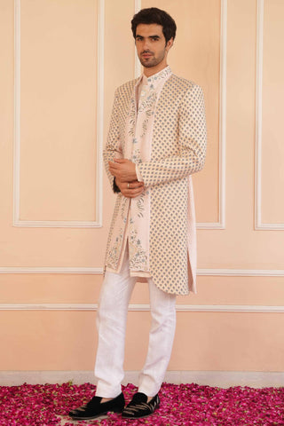Beige dil se ayan zardosi sherwani
