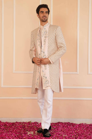 Beige dil se ayan zardosi sherwani
