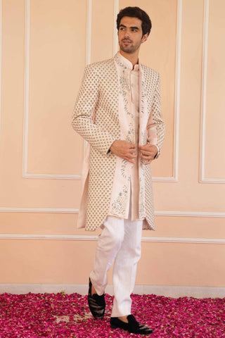 Beige dil se ayan zardosi sherwani